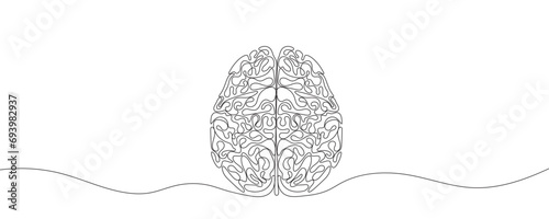 one line vector illustration, human brain one line, graphic