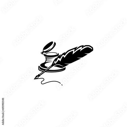 Feather Pen Vector Design Logo Black Color