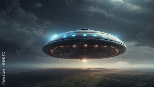 UFO landing on the earth