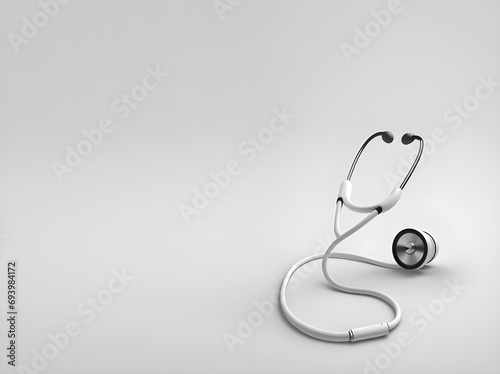 Fondo blanco marco con estetoscopio, instrumental médico, farmacia, enfermería, enfermera, salud, aislado, Modelo 3d render realista fondo blanco. Elaborado con tecnología IA