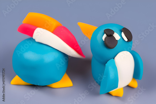 penguin clay play dough. Handmade clay plastiline. Children's creativity and modeling clay. Generated with AI