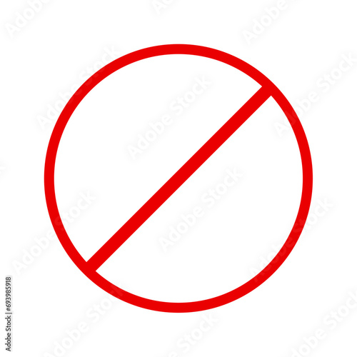 Sign and symbol of red danger, forbidden in circle for safety. Icon of prohibited, warning, stop, no, ban and risk isolated illustration.  photo