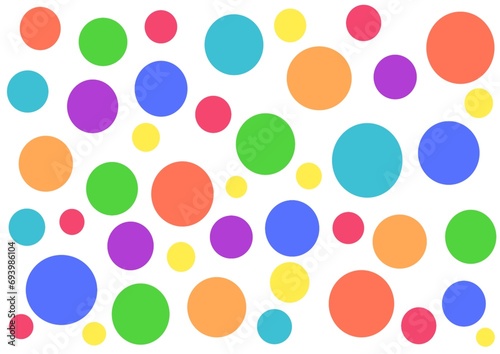 Many multi-colored bright chaotic balls on a white background , colorful polka dots