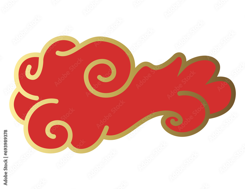 Clouds chinese style. Red and gold clouds, traditional Asian decorative retro element. Light cloud in paper cut style for festival Clouds chinese style. Red and gold clouds, traditional Asian decorative retro element. Light cloud in paper cut style for festival
