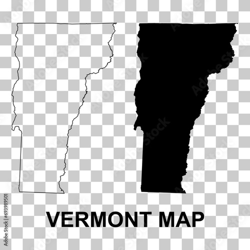 Set of Vermont map shape, united states of america. Flat concept vector illustration