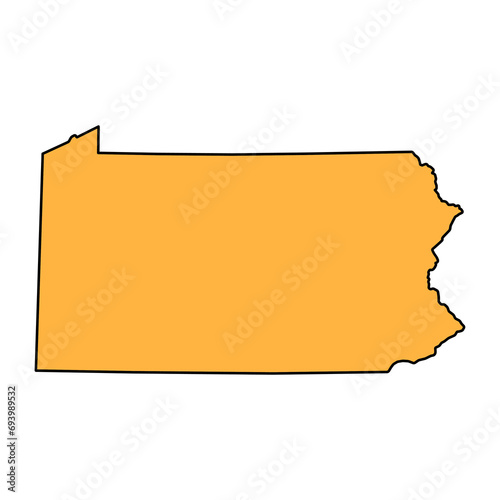 Pennsylvania map shape, united states of america. Flat concept icon symbol vector illustration