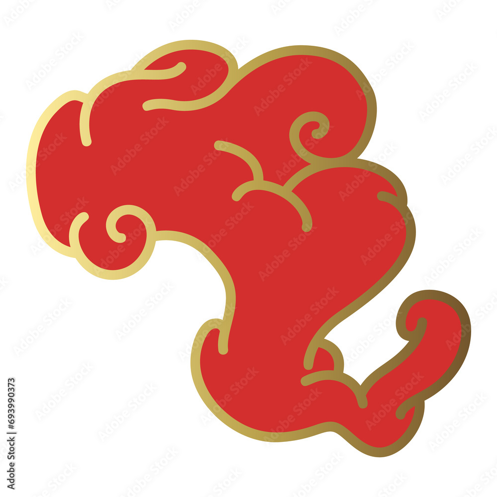 Clouds chinese style. Red and gold clouds, traditional Asian decorative retro element. Light cloud in paper cut style for festival Clouds chinese style. Red and gold clouds, traditional Asian decorative retro element. Light cloud in paper cut style for festival