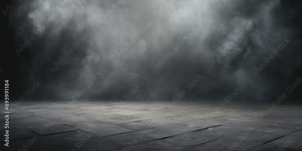 A dark room filled with thick smoke creating a mysterious and atmospheric ambiance. Ideal for adding intrigue and suspense to various projects - obrazy, fototapety, plakaty 