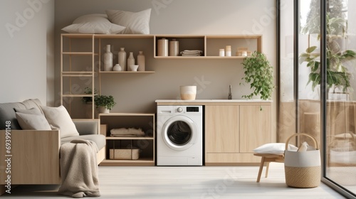 odern Home Interior with Laundry Area photo