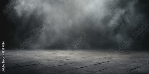 A dark room filled with thick smoke creating a mysterious and atmospheric ambiance. Ideal for adding intrigue and suspense to various projects photo