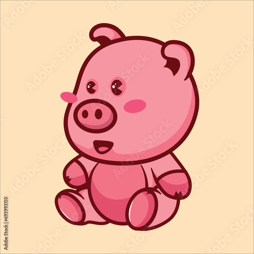 Cute pig animal cartoon illustration