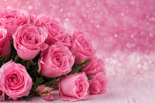 Flower bouquet of pink roses