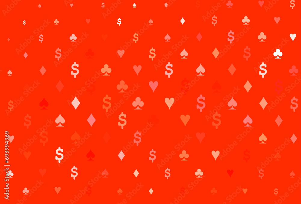 Light red vector texture with playing cards.