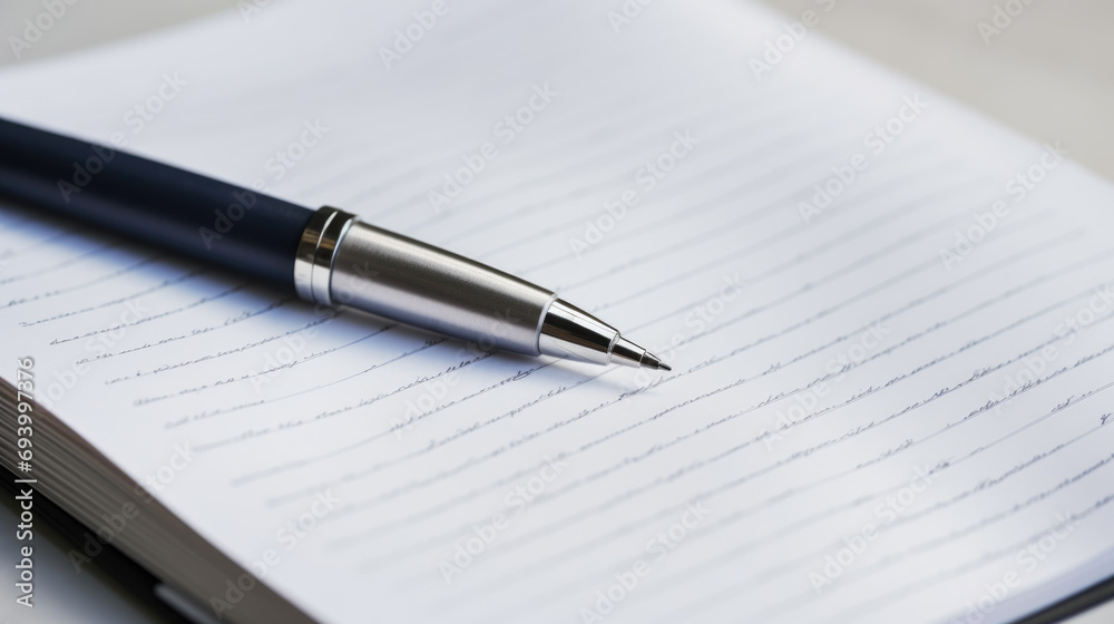 Pen lying on a contract or application form, wide angle view. Pen lying on a contract or application form, wide angle view.