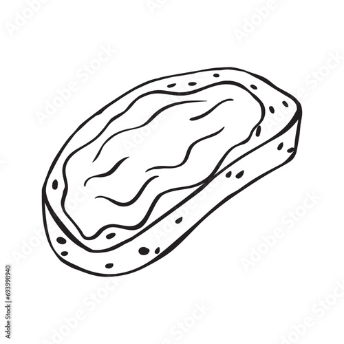 Sandwich or butter sandwich or avocado toast. Whole grain slice bread.