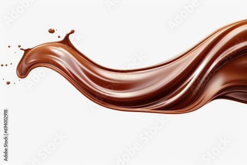 A visually appealing image of a chocolate splash on a clean white background. Ideal for food and dessert-related projects