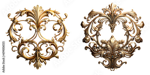a gold ornate frame on black background, in the style of photorealistic pastiche, 8k 3d, victorian era, aluminum, rounded, rococo frivolity