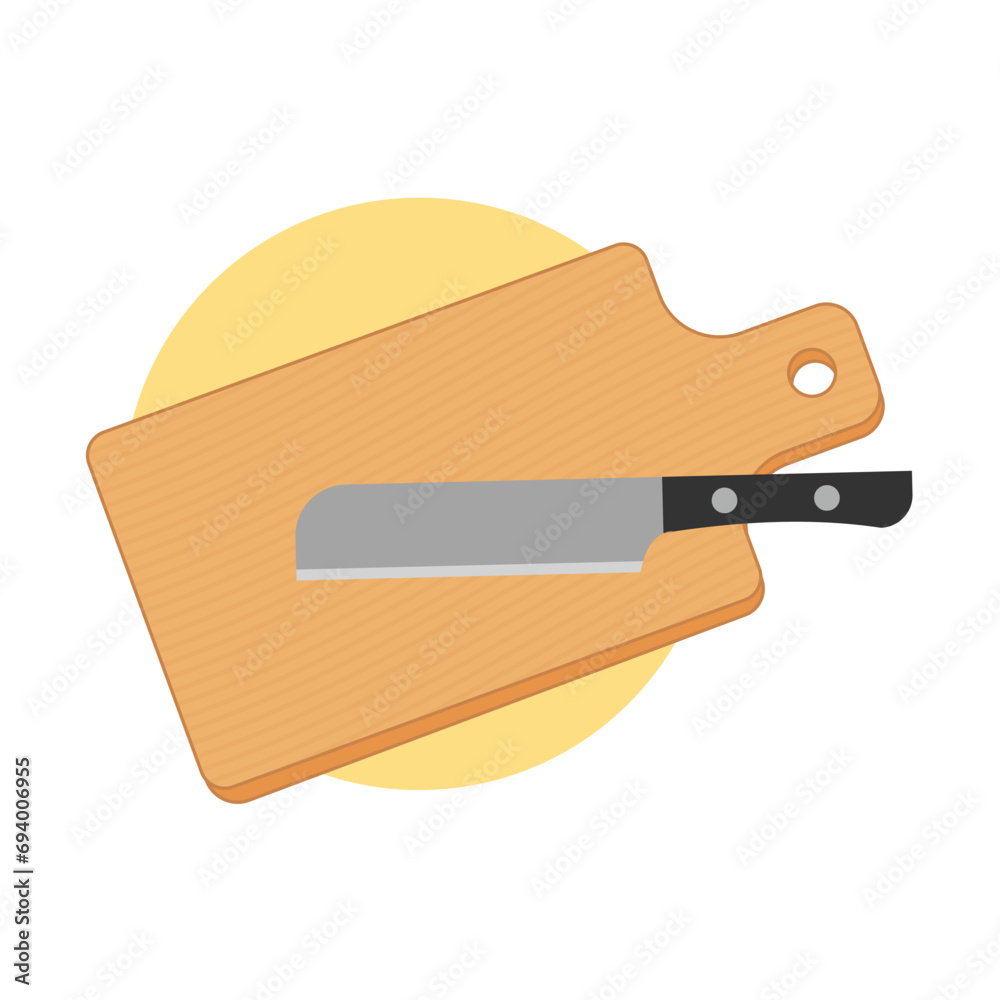 Chopping board with knife vector illustration Chopping board with knife vector illustration