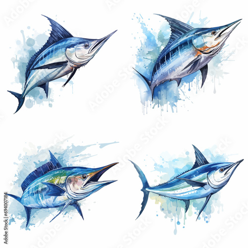 fish, sea, vector, fishing, animal, illustration, water, ocean, isolated, marine, tuna, icon, seafood, food, blue, nature, salmon, aquarium, underwater, set, cartoon, fin, silhouette, river, swimming