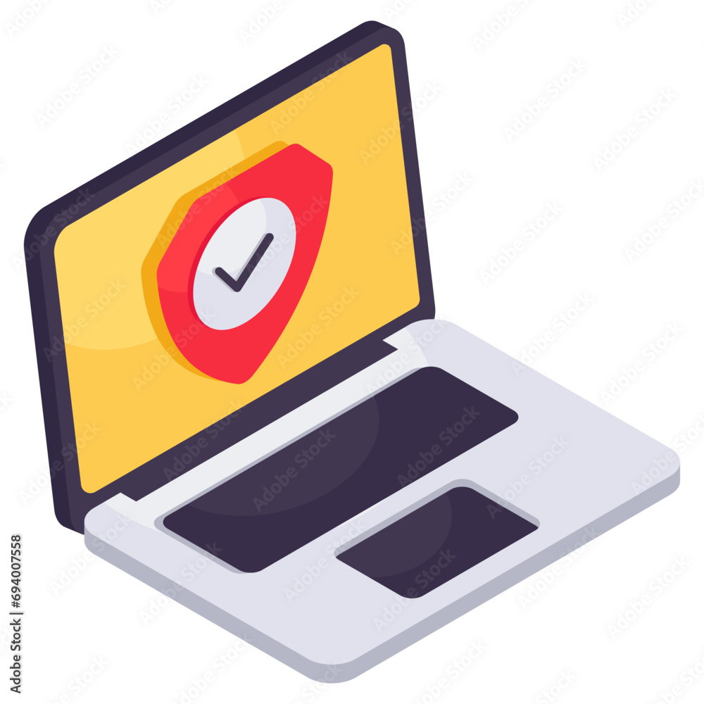 Laptop with shield showcasing system security icon Laptop with shield showcasing system security icon