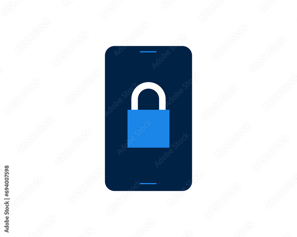 Isolated Lock on the phone screen vector illustration in flat style design. Isolated Lock on the phone screen vector illustration in flat style design.
