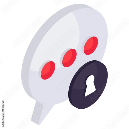 Conceptual isometric design icon of encrypted message