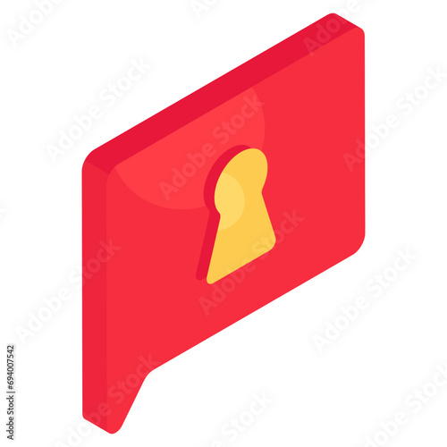 Conceptual isometric design icon of encrypted message