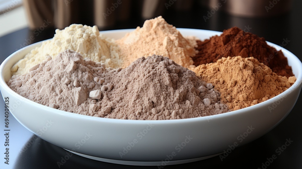 A variety of flours in wooden bowls on a wooden surface, a wide selection for culinary needs. Concept: Demonstrating a variety of gluten-free or alternative options.
A variety of flours in wooden bowls on a wooden surface, a wide selection for culinary needs. Concept: Demonstrating a variety of gluten-free or alternative options.