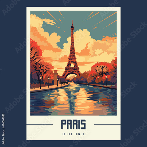 PARIS Retro Vintage Travel Poster