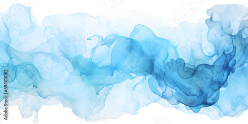 abstract blue ink and water wash isolated on white background