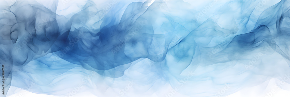 abstract blue ink and water wash isolated on white background