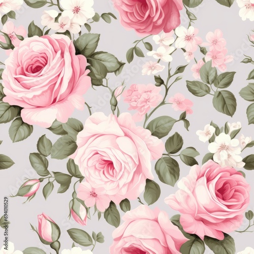 Vintage-inspired Pattern with Small Delicate Roses AI Generated