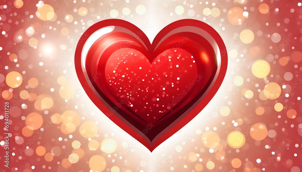Big red shiny heart on bokeh effect background. Valentine's day