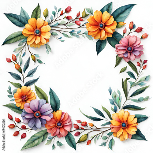 a bright and beautiful flower frame with a place for writing