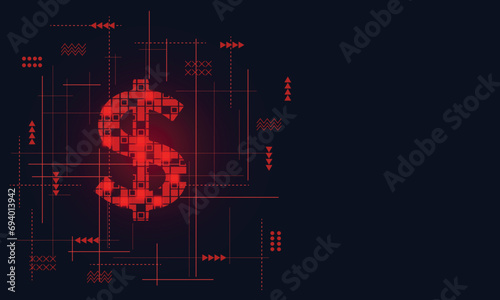 Dollar Technology Abstract Design Background. photo