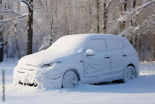 Fresh Snow Drapes Sleek Car