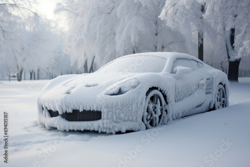 Winter's Embrace: Contemporary Car Snowbound
