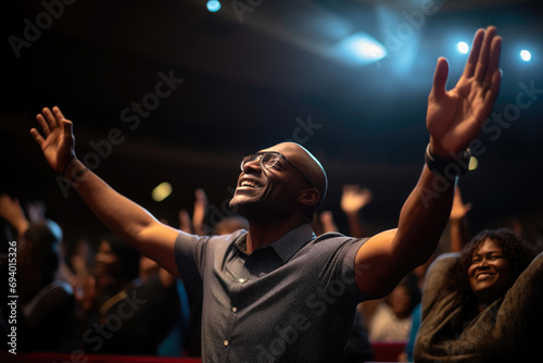 Praise and Worship: Christian Man in Church photo