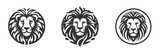 Lion face icon set. Vector illustration