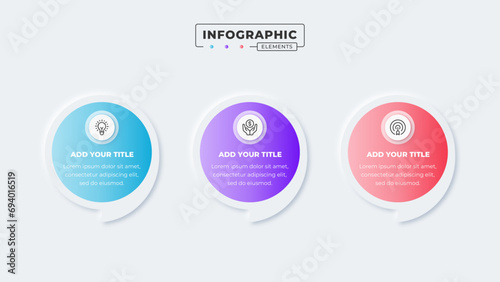 Vector speech bubble infographic design template with 3 steps or options