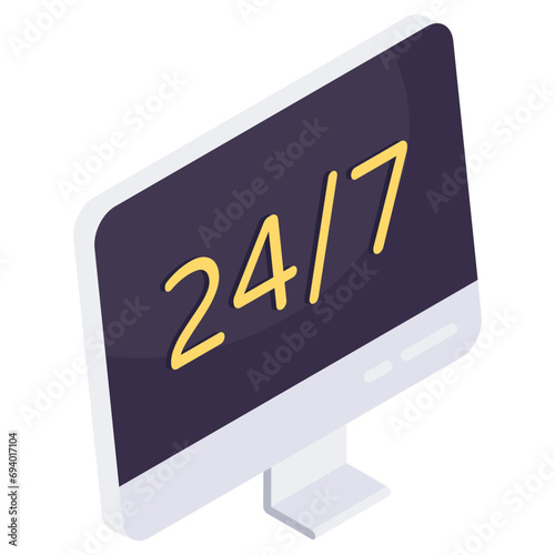 Trendy design icon of 24/7hr service  photo