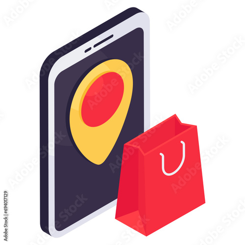 Modern design icon of mobile shopping