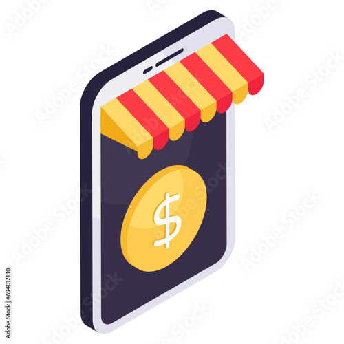Modern design icon of mobile shopping