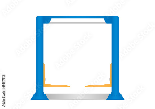 Car Lift. Car Repair and Service Center. Car Maintenance. Vector Illustration. 