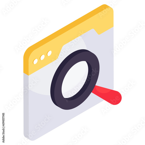 Conceptual isometric design icon of search website 
