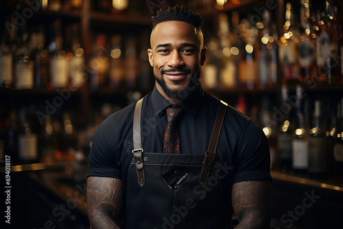 Black Male Bartender Employee Job Expertise Workplace Background