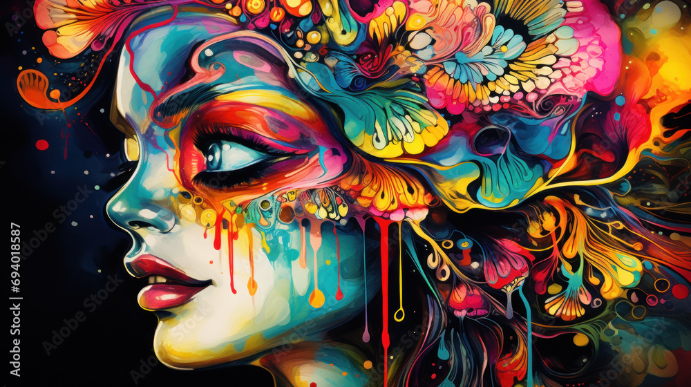 Intricate image of psychedelic goddess Intricate image of psychedelic goddess