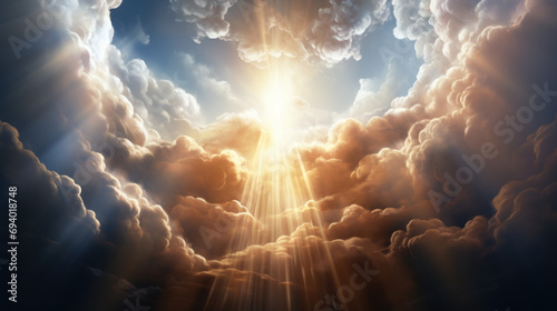 Sun shining from the skies with beautiful clouds