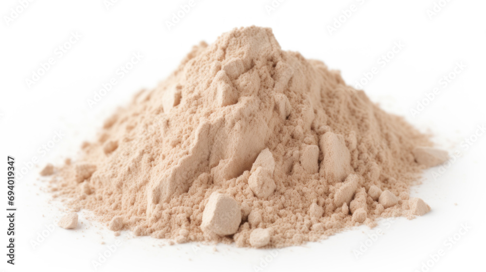 Heap of brown powder depicting heroin isolated on white background Heap of brown powder depicting heroin isolated on white background