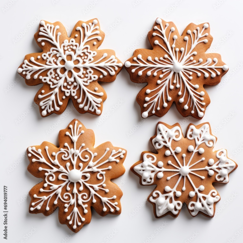 Festive Christmas cookies on a white background, ai generated Festive Christmas cookies on a white background, ai generated